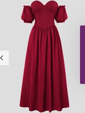 Scarlet Darkness Victorian Off Shoulder Coset Bodice Maxi Dress